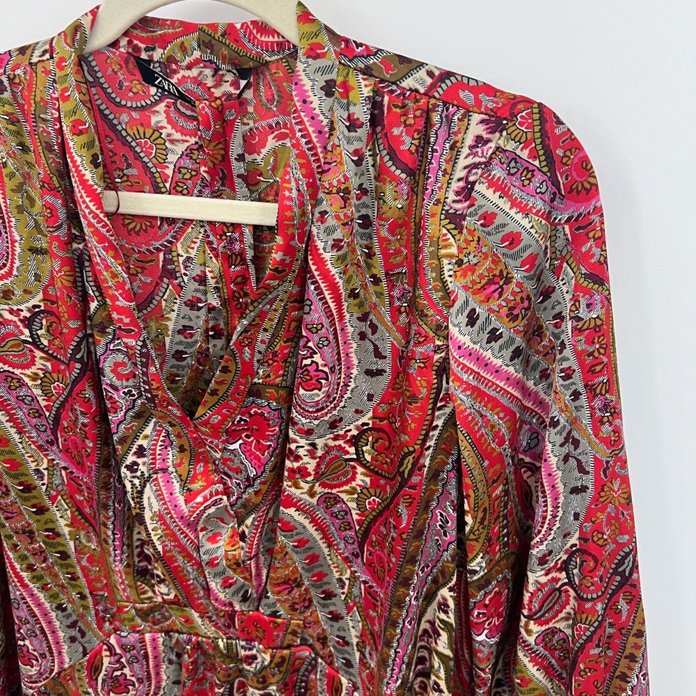 Zara paisley satin midi dress - Picture 5 of 11